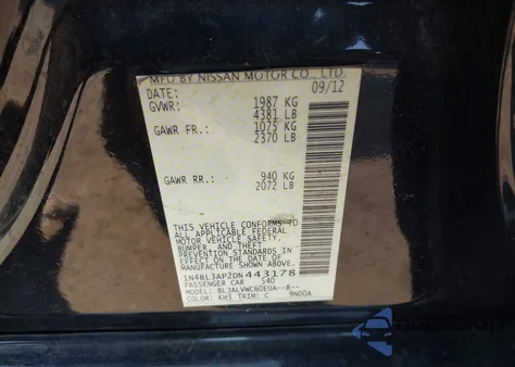 2013 Nissan Altima 3.5 Sl from USA, damaged, VIN 1N4BL3AP2DN443178